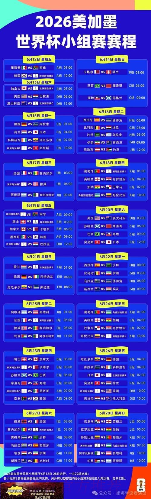2026世界杯比赛时间高清版实时赛程官网入口 2026世界杯比赛时间高清版实时赛程官网入口